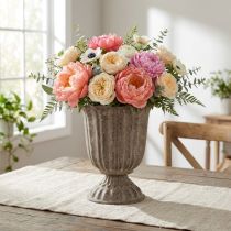 Itens Vaso decorativo vintage em formato de cálice, com aparência antiga, em tons de cinza-marrom, Ø15cm, A16cm, ideal para decoração rústica de mesa e como um toque de estilo na sua casa.