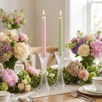 Itens Porta-velas de vidro transparente com ranhuras para velas H20cm 2 peças