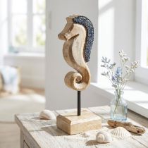 Itens Decoração cavalo marinho com pérolas madeira de manga decoração marítima 20cm