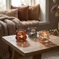 Itens Suporte para tealight em vidro colorido Ø8cm Alt.6,5cm 3 unidades
