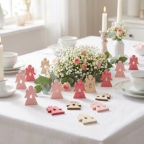 Itens Anjo de madeira para espalhar rosa, rosa, branco 4 cm 72 unidades