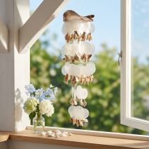 Itens Capiz sino de vento decoração suspensa conchas madrepérola Ø17cm 70cm