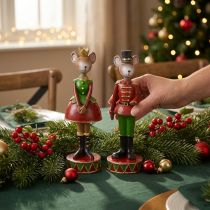 Itens Figuras de decoração de rato de Natal 14,5 cm vermelho-verde 2 peças