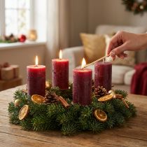 Itens Velas do Advento Rústicas Seguras na Cor Bordô Sólida, Conjunto de 4, 110×60mm, Autoextinguíveis