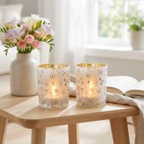 Itens Porta-velas de vidro com motivo de borboleta para momentos aconchegantes, 12,5 cm, 2 peças