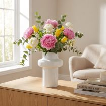 Itens Vaso Decorativo Vaso Metal Decoração Creme Branco Ø16.5cm H23.5cm