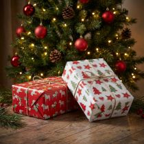 Itens Papel de embrulho Natal vermelho, branco 4 folhas num conjunto 50 × 70cm