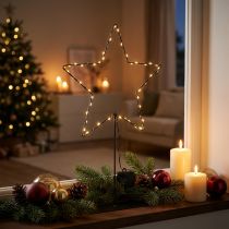 Itens Estrela LED com compartimento para pilhas e suporte para peitoril de janela e mesa, 46 cm