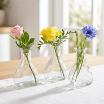 Itens Mini vasos de vidro para decoração de mesa moderna e toques de estilo, 11 cm, conjunto de 6 peças.