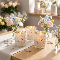 Itens Lanterna decorativa de vidro com design de borboleta para dar um toque de estilo à sua casa, 8 cm, conjunto de 4 peças.
