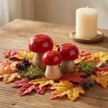 Itens Cogumelos decorativos, laqueados em vermelho, cogumelos de madeira, cogumelos-de-paris, 5 cm de altura x 4 cm de diâmetro, 6 peças