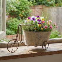 Itens Vaso para bicicleta para plantio de flores, bicicleta, cinza ferrugem, 34×16×18cm