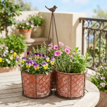 Itens Vaso de flores cesto de malha de cerâmica metal marrom Ø30cm Alt.11,5cm