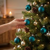 Itens Enfeites de Natal, foscos e brilhantes, pequenas decorações natalinas, 4 cm, 24 peças