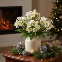 Itens Rosas de Natal flores artificiais brancas em buquê de 18 flores 60cm