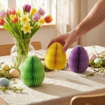 Itens Ovos de favo de mel papel de Páscoa em pé verde amarelo roxo 20 cm 3 unidades
