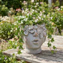 Itens Vaso de planta com busto de concreto com aspecto de concreto Alt.14cm