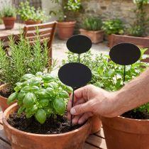 Itens Etiquetas para plantas, estacas de madeira para jardim, pretas, 19 cm, 12 unidades - estacas para jardim, estacas para ervas