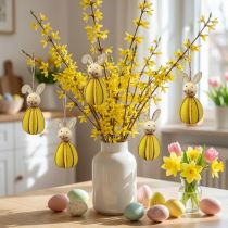 Itens Decoração de Páscoa para pendurar coelhinhos da Páscoa decoração suspensa de madeira Alt.9,5cm 8 peças