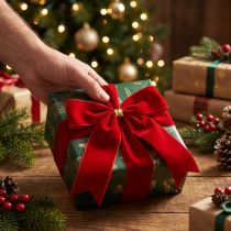 Itens Laço de veludo vermelho laço de Natal com 5,5 cm de largura adequado para uso ao ar livre 18 × 18 cm 2 unidades