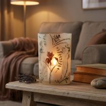 Itens Porta-velas de vidro com estampa floral para momentos aconchegantes em casa, 18 cm
