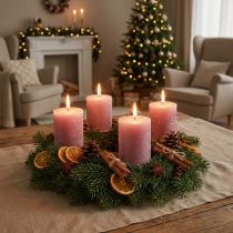 Itens Elegantes velas de pilar em formato de rosa antiga, 70×80mm, conjunto de 4, para decoração de mesa, coroa do Advento e ambiente romântico.