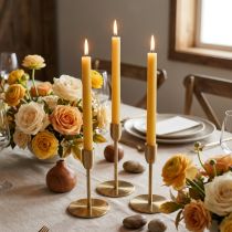 Itens Velas cônicas de cor sólida, cor mel, 22×240mm, pacote com 12 unidades.
