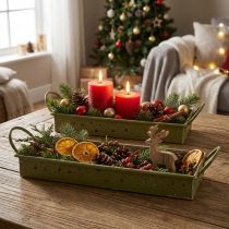 Itens Bandeja decorativa de Natal, estrelas verdes, 49cm/43cm, conjunto de 2
