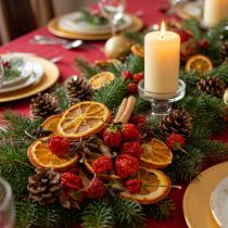 Itens Conjunto de decoração com fatias de laranja desidratadas, canela e estrelas para decoração de mesa festiva, 70g