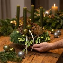 Itens Enfeites de Natal de vidro, brilhantes, em tons de verde-oliva e cinza-prateado, 5 cm, 24 peças