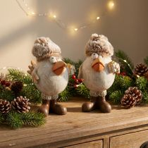 Itens Figuras de Natal pássaro com chapéu bege 11,5x8x14cm 2 unidades
