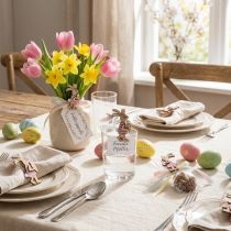 Itens Clipes decorativos de coelhinho da Páscoa, enfeites de madeira rosa e branco, 7,5 cm, 4 peças