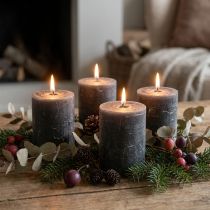 Itens Velas de pilar de cor sólida, antracite, velas decorativas, 70×80mm, conjunto de 4