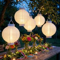 Itens Lanterna LED com energia solar 20cm branca