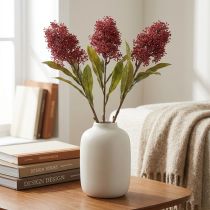 Itens Flores artificiais Skimmie, cor Borgonha, modelo Skimmia Japonica, com aspecto seco, 59 cm, conjunto com 3 peças.