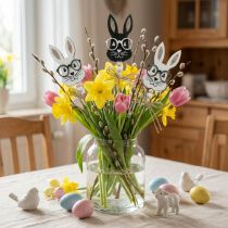 Itens Flor plug bunny com óculos madeira glitter 4×7,5cm 12uds