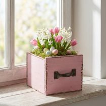 Itens Gaveta de plantas caixa de plantas decorativas de madeira rosa 12,5 cm
