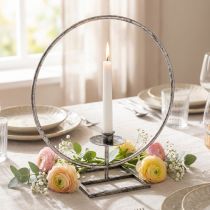 Itens Anel decorativo castiçal de metal prateado shabby chic Ø32cm