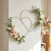 Itens Anel de metal formato de coração, decoração suspensa laço de decoração de metal dourado 32,5 cm 4 peças