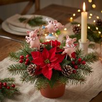 Itens Plugue de flores de porco da sorte de Natal Deco Pig 4 unidades