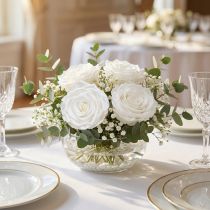 Itens Cabeças de rosas reais Infinity Roses White Premium Ø8,5cm 4 unidades