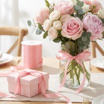 Itens Fita para decorar presentes, perfeita para ocasiões especiais, rosa, 10mm, 250m