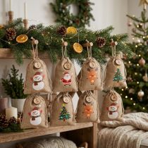 Itens Saco de presente Saco de juta de Natal natural 10×13cm 8 unidades