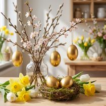 Itens Ovos de Galinha Ovos Soprados Dourados Decoração de Páscoa 10 un