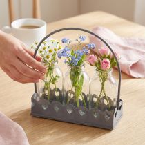 Itens Mini Vaso Decorativo Retangular Cinza 15,5x6cm