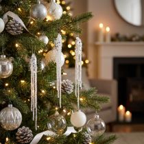 Itens Decoração de árvore de Natal decoração de gelo prata transparente 15 cm 8 unidades