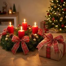 Itens Fita de Natal xadrez vermelho verde dourado fita xadrez 25mm 20m
