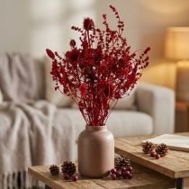 Itens Buquê de flores secas, vermelho vinho, cardo decorativo, 40 cm, 80 g