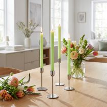 Itens Velas cônicas tingidas de verde limão, 22×240mm, pacote com 12 unidades