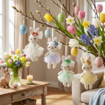 Itens Coelhinho da Páscoa decoração coelhinha de pelúcia 12 cm 5 unidades